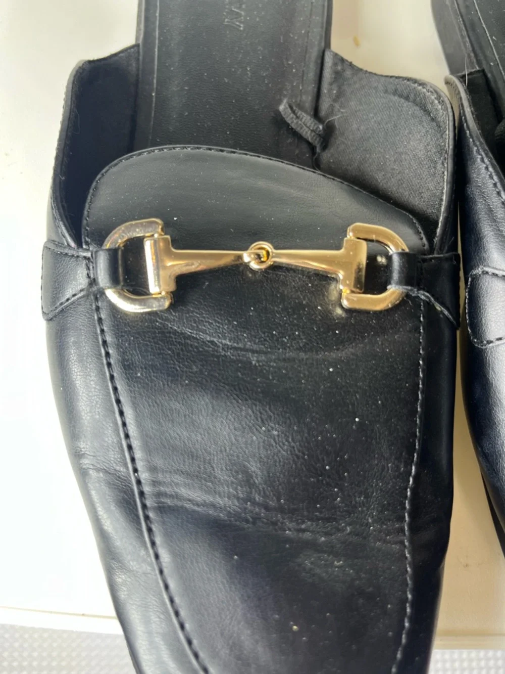 Old Navy Black Mule Loafers with Gold Accent - Picture 7 of 8